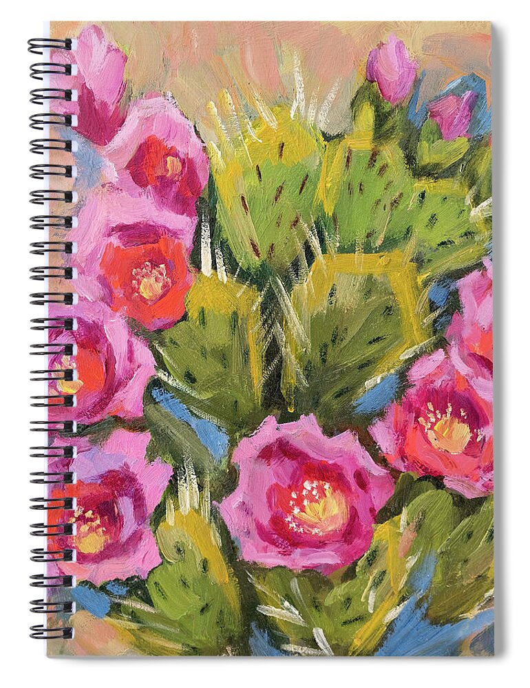 Cactus Spiral Notebook featuring the painting Beavertail Cactus #1 by Diane McClary