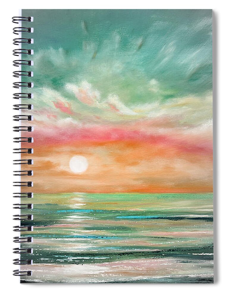 Sunset Spiral Notebook featuring the painting Because You Deserve Color 3 #1 by Gina De Gorna