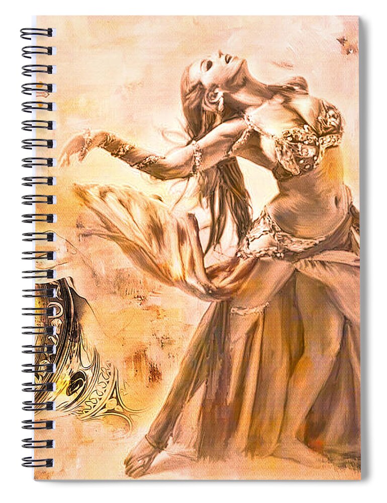 Arabian Spiral Notebook featuring the painting Belly Dance by Gull G