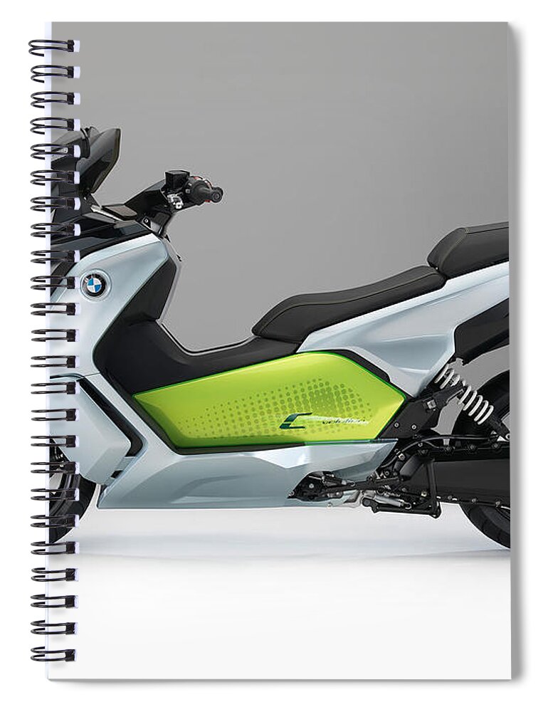 Bmw C Evolution Spiral Notebook featuring the photograph BMW C Evolution #1 by Mariel Mcmeeking