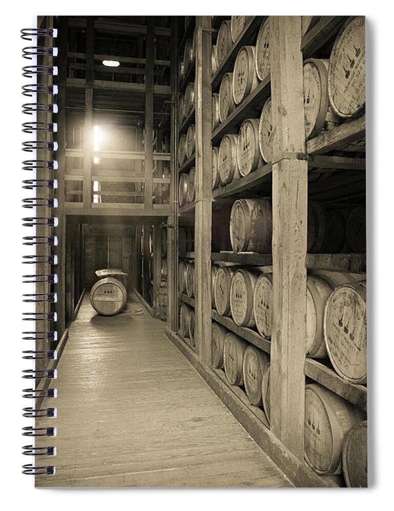 Bourbon Barrel Spiral Notebook featuring the photograph Bourbon Barrel Row by Karen Varnas