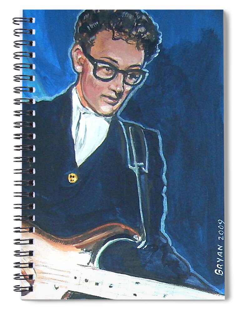 Buddy Holly Spiral Notebook featuring the painting Buddy Holly by Bryan Bustard