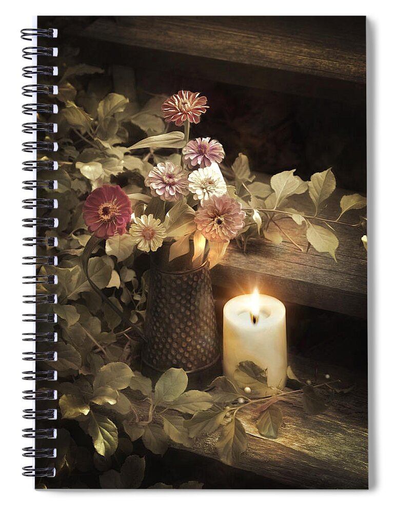 Floral Spiral Notebook featuring the photograph By Candle Light #2 by Robin-Lee Vieira