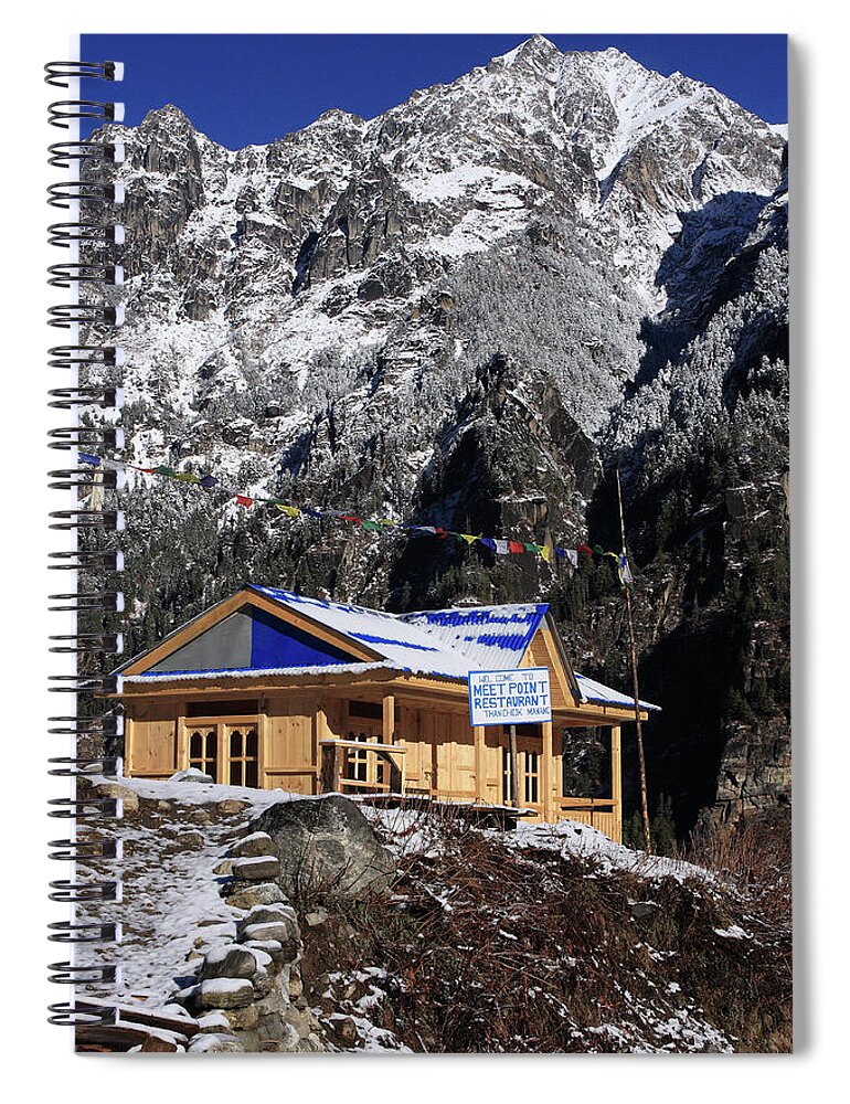 Hiking Spiral Notebook featuring the photograph Meeting Point Mountain Restaurant by Aidan Moran
