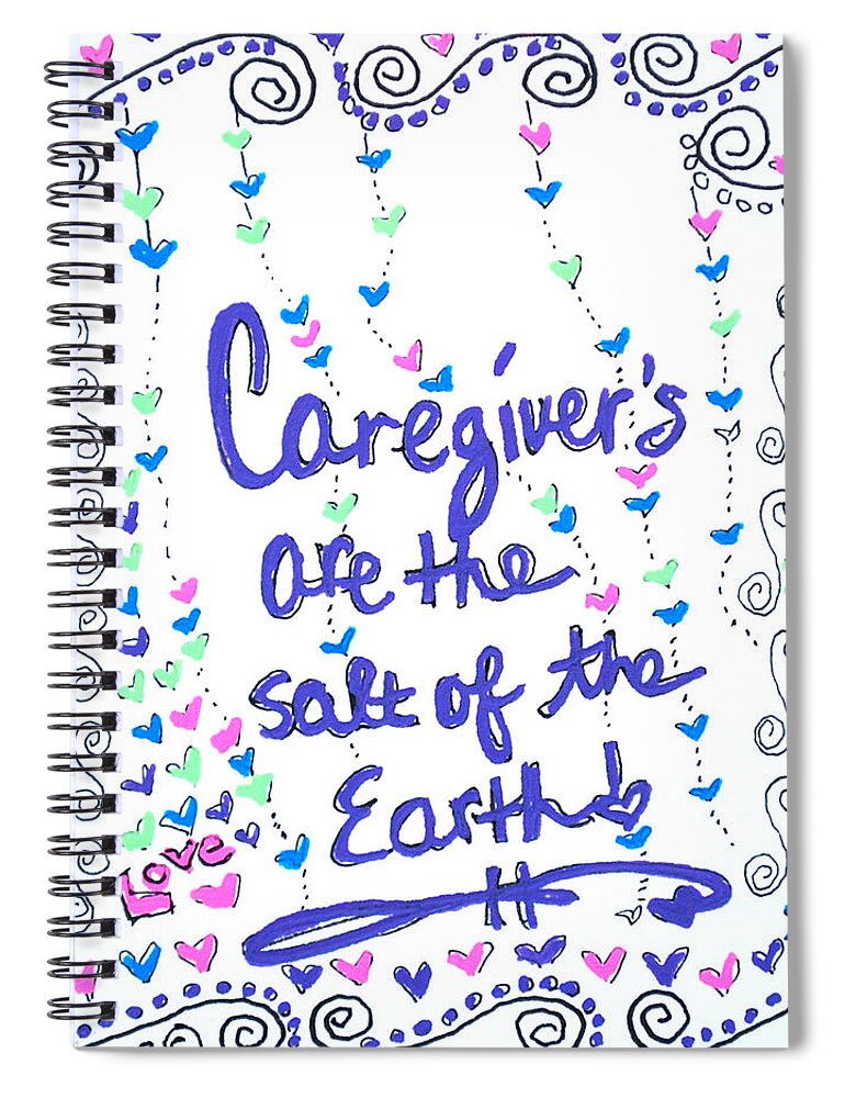 Zentangle Spiral Notebook featuring the drawing Caregiver Love by Carole Brecht