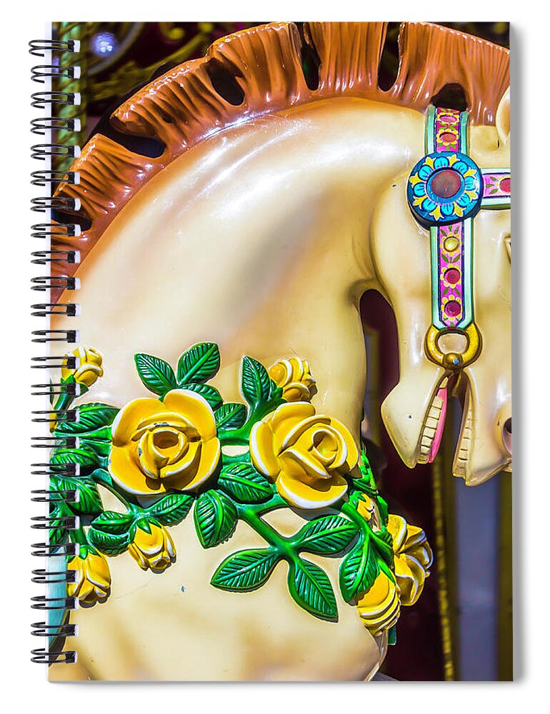 Magical Carousels Spiral Notebook featuring the photograph Carrousel Horse Portrait #1 by Garry Gay