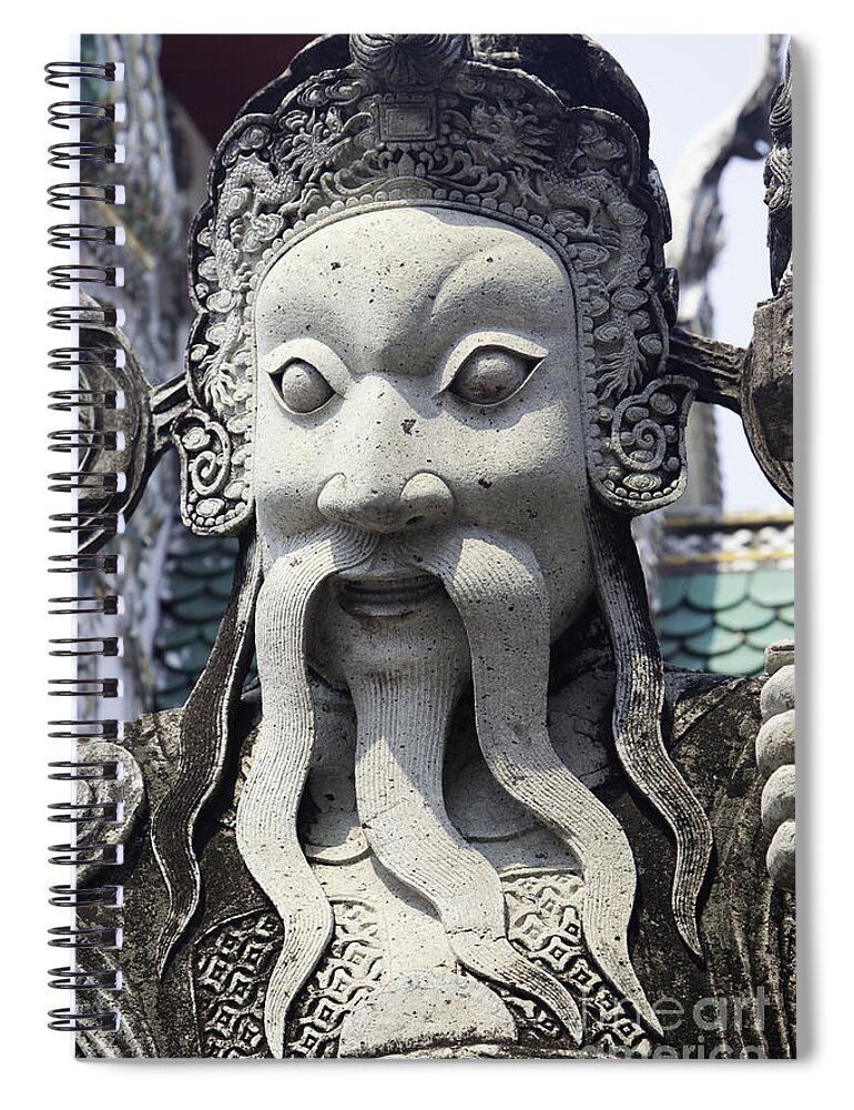 Artifact Spiral Notebook featuring the photograph Carved Monk Statue #1 by Anthony Totah