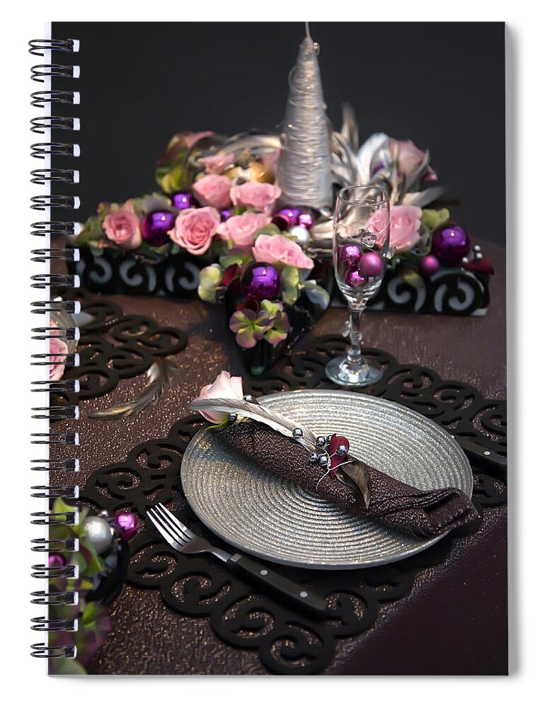 Christmas Spiral Notebook featuring the photograph Christmas table #1 by Ariadna De Raadt