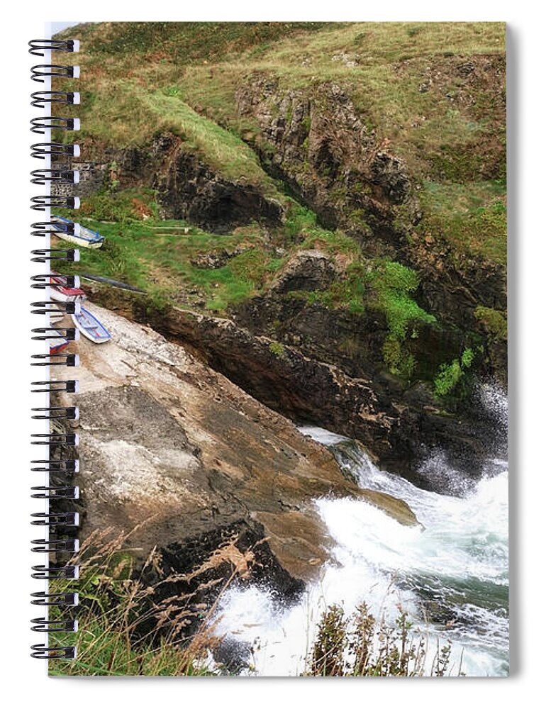 Cliff Spiral Notebook featuring the photograph Church Cove Cornwall #1 by Shirley Mitchell