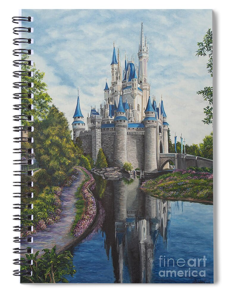 Magic Kingdom Painting Spiral Notebook featuring the painting Cinderella Castle by Charlotte Blanchard