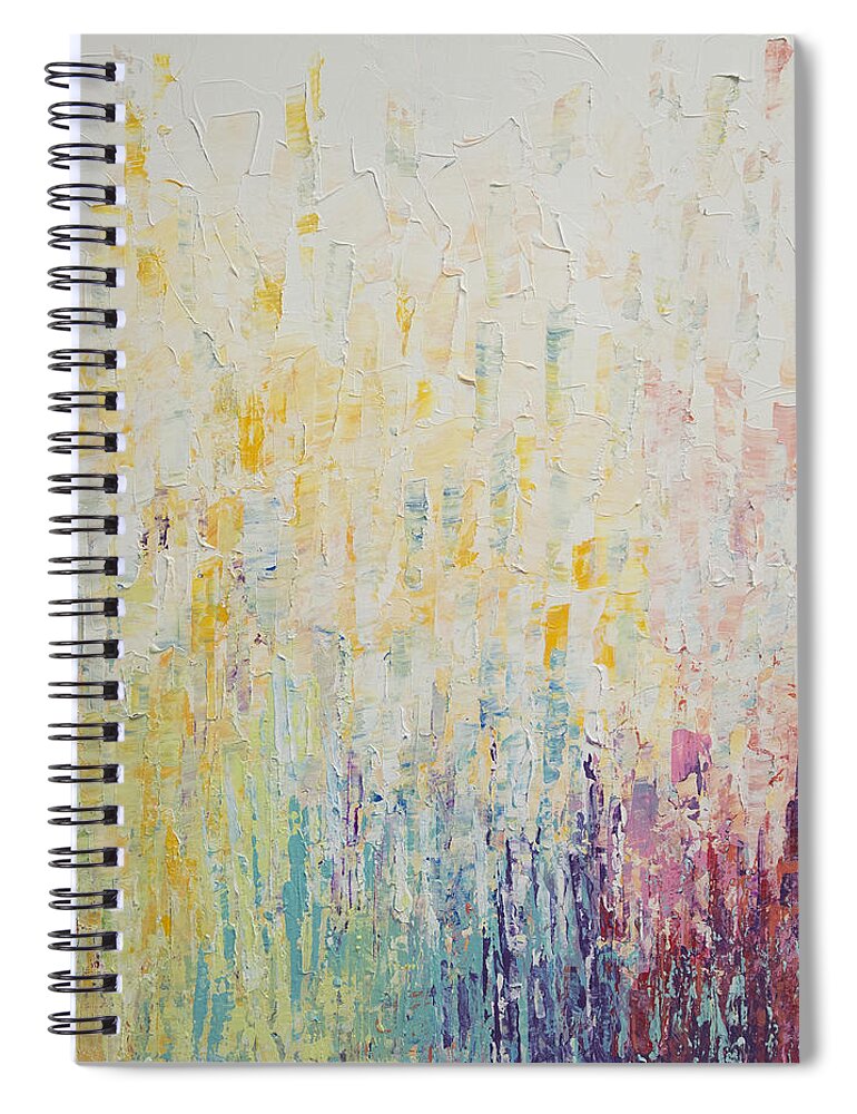 Rainbow Spiral Notebook featuring the painting ColorBox Garden by Linda Bailey