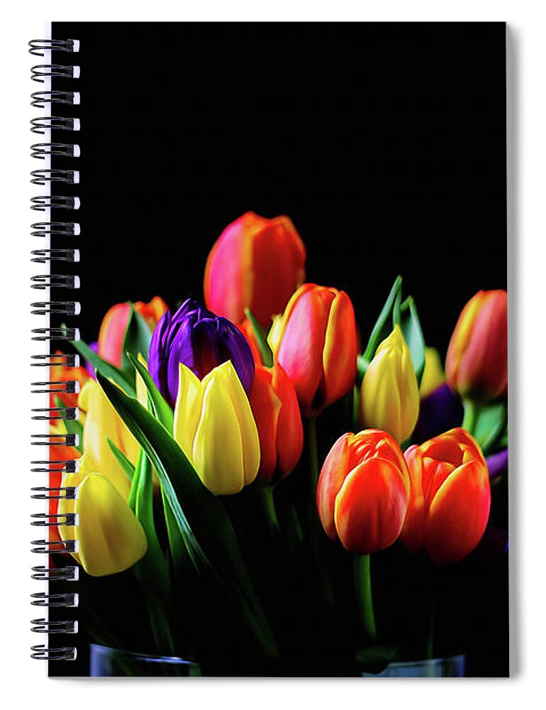 Digital Painting Spiral Notebook featuring the photograph Colorful Tulips #1 by Darren Fisher