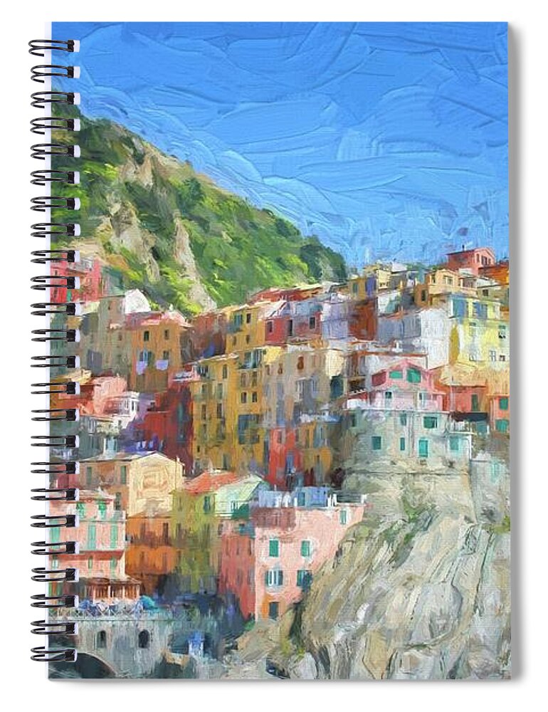 Architecture Spiral Notebook featuring the digital art Manarola Cinqueterre in Italy by Patricia Hofmeester
