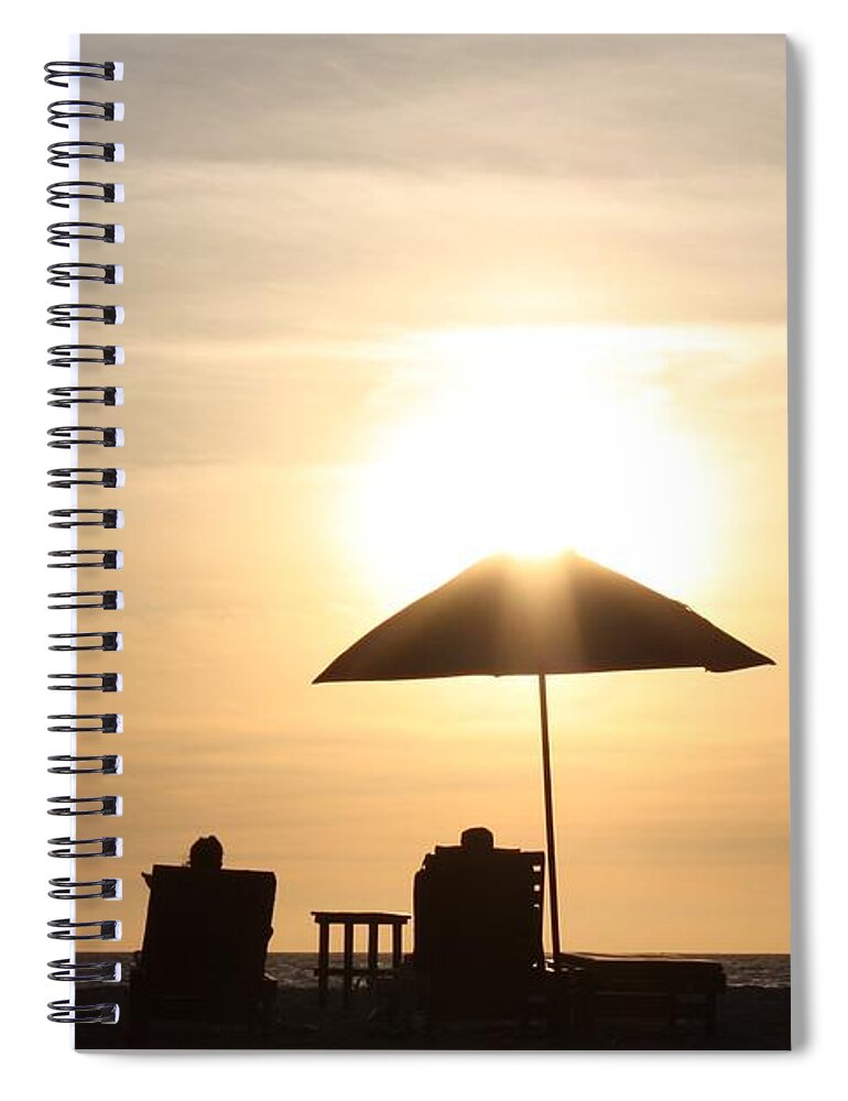 Sunset Spiral Notebook featuring the photograph Couple on the Beach at Sunset #2 by Gravityx9 Designs