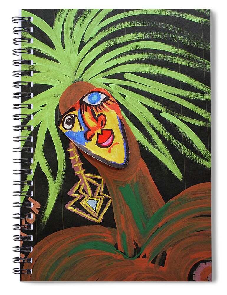  Spiral Notebook featuring the painting Cover Up Girl #2 by Cleaster Cotton