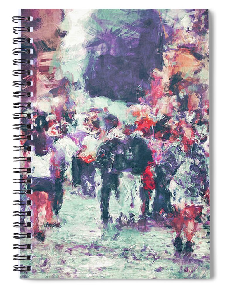 Street Spiral Notebook featuring the digital art Crowded Street #1 by Phil Perkins