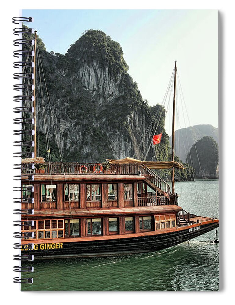 Vietnam Spiral Notebook featuring the photograph Cruising Ha Long Bay Vietnam #1 by Chuck Kuhn