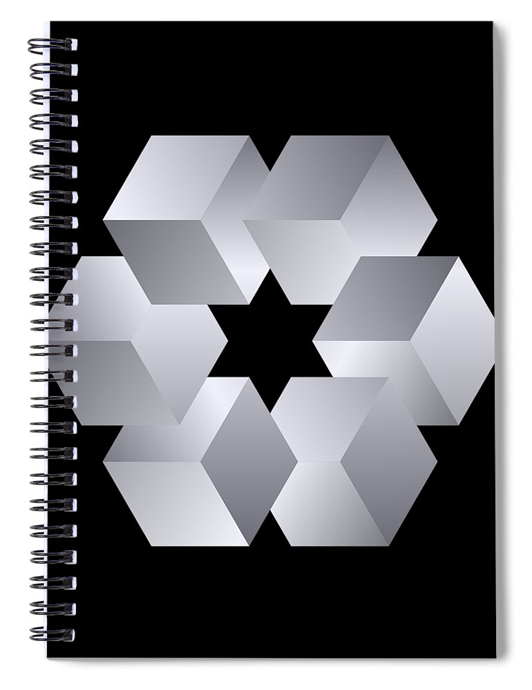 Pattern Spiral Notebook featuring the digital art Cube Star by Pelo Blanco Photo