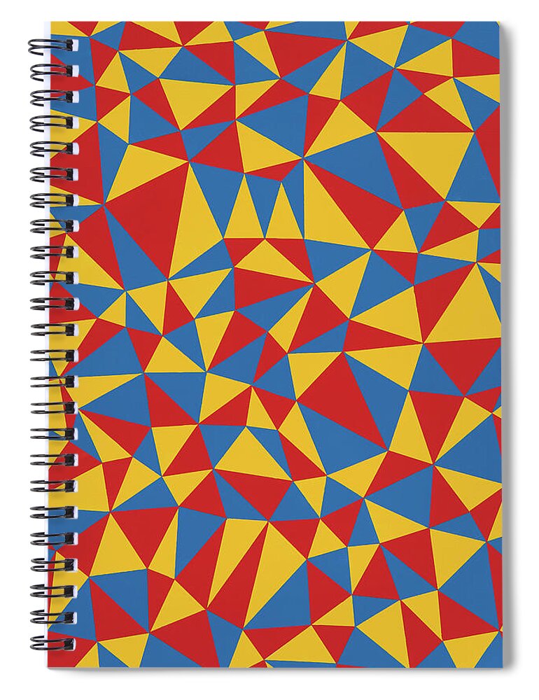 Abstract Spiral Notebook featuring the painting Delaunay Triptych Panel 1 by Janet Hansen