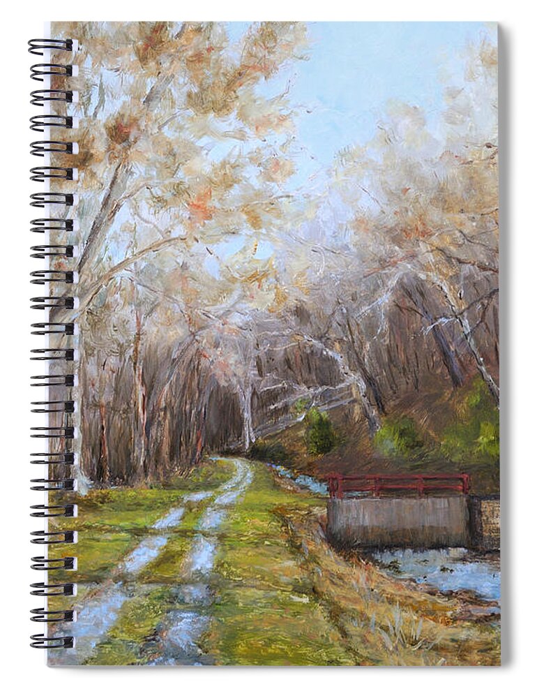 Delaware Canal Spiral Notebook featuring the painting Delaware Canal II by Paint Box Studio
