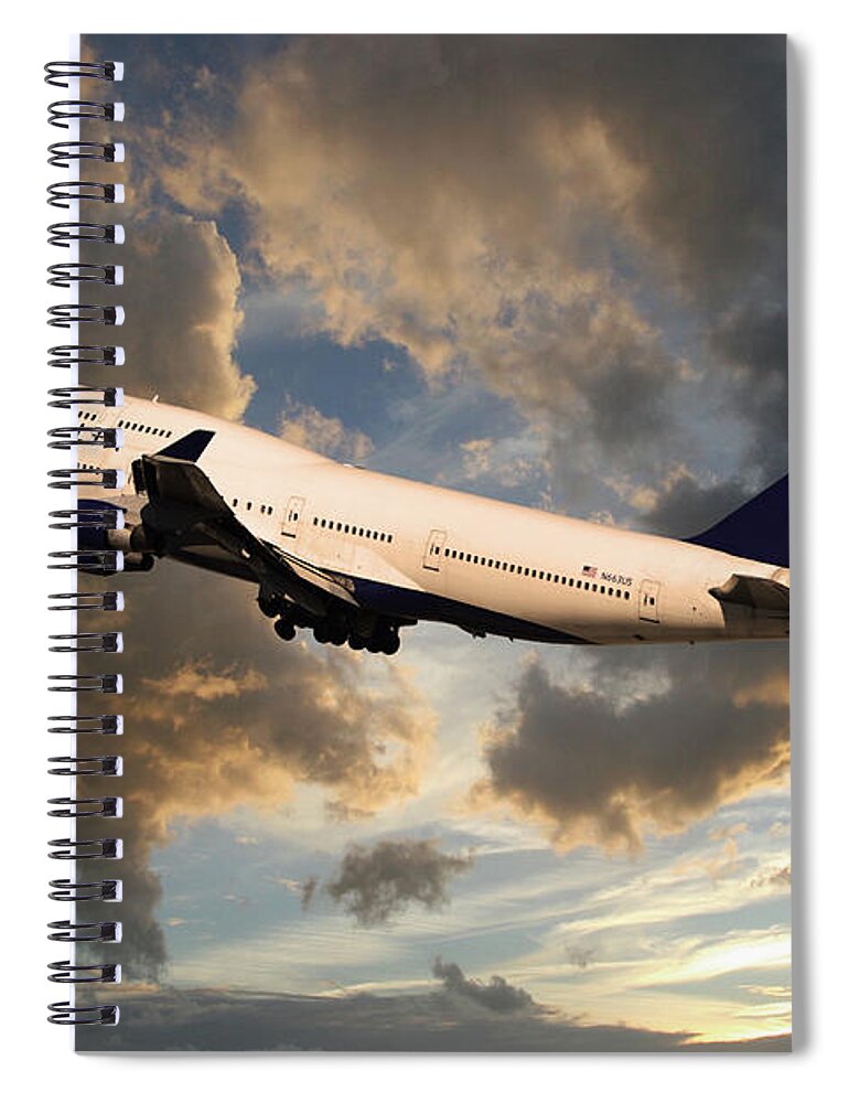 Delta Spiral Notebook featuring the digital art Delta Airlines Boeing 747 #1 by Airpower Art