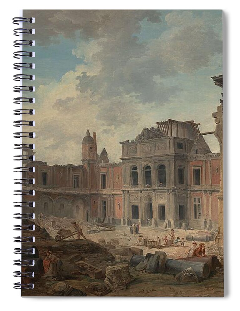Hubert Robert Spiral Notebook featuring the painting Demolition of the Chateau of Meudon by Hubert Robert