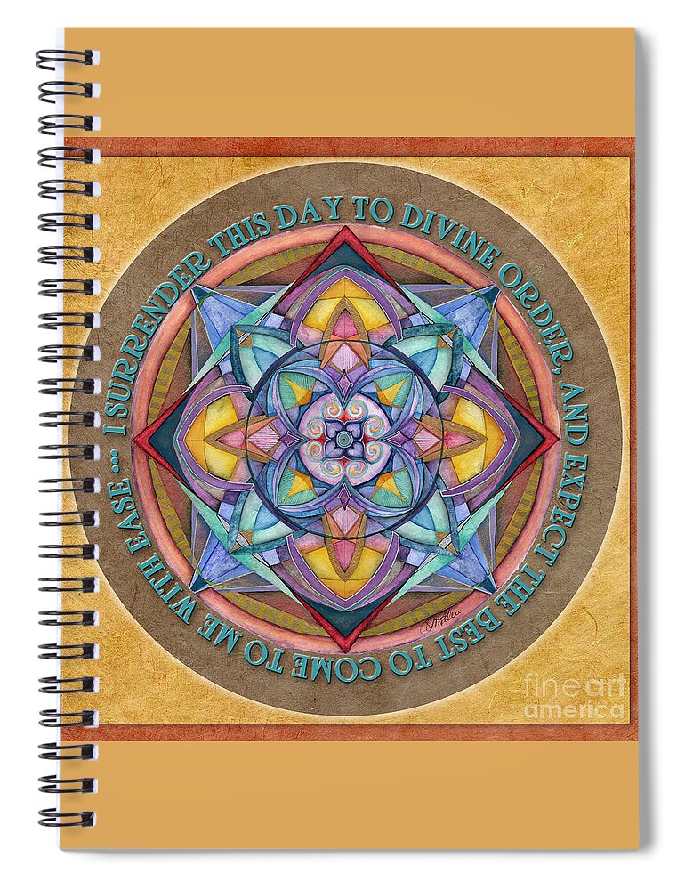 Mandala Spiral Notebook featuring the painting Divine Order Mandala Prayer #1 by Jo Thomas Blaine