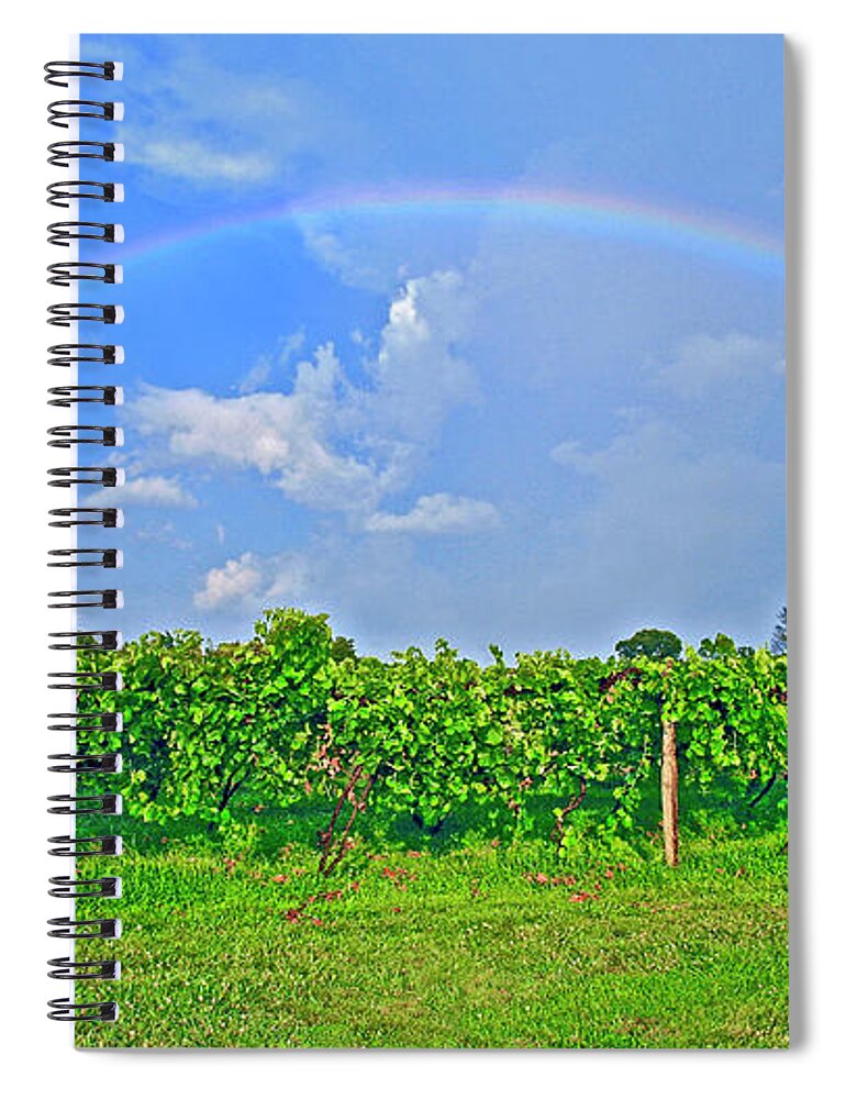 Double Rainbow Spiral Notebook featuring the photograph Double Rainbow Vineyard, Smith Mountain Lake #1 by The James Roney Collection