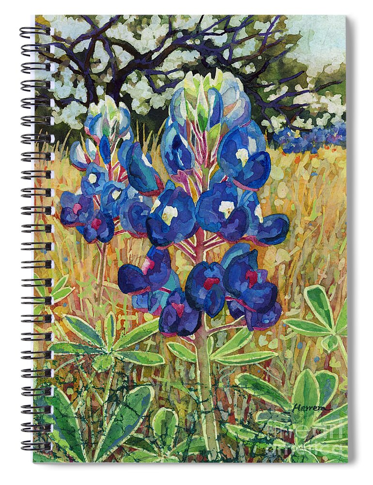 Bluebonnet Spiral Notebook featuring the painting Early Bloomers #2 by Hailey E Herrera