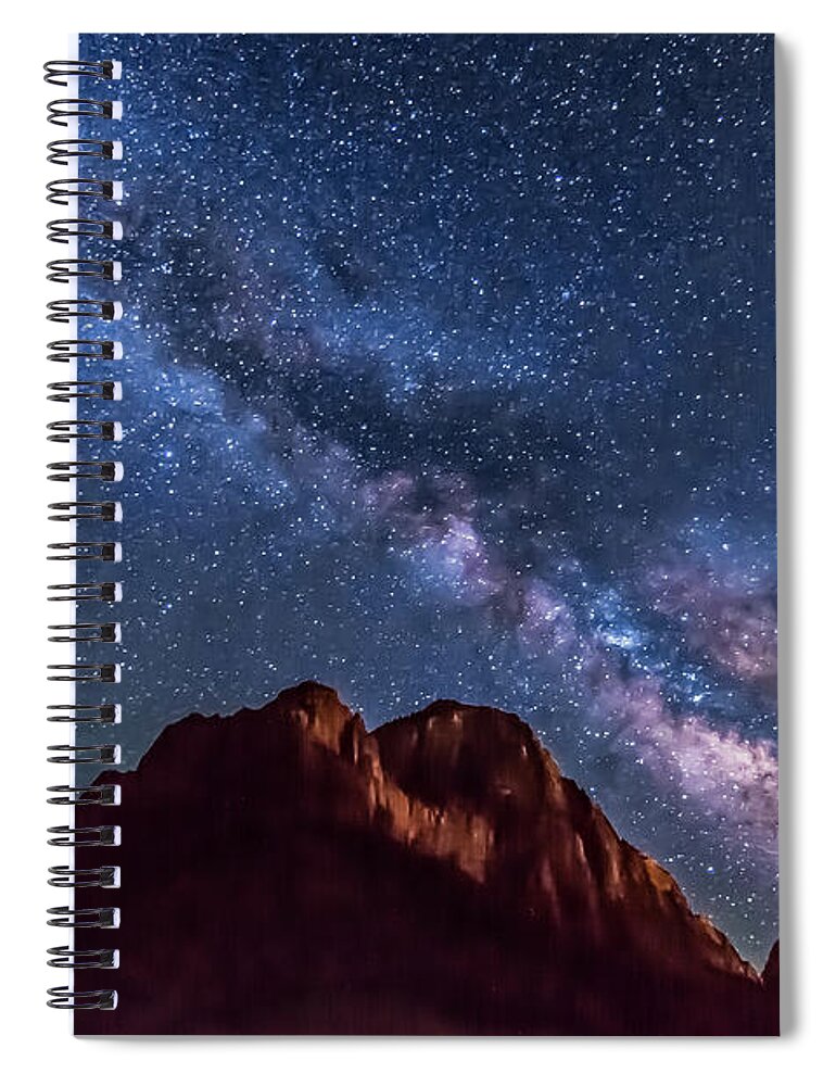 East Temple Spiral Notebook featuring the photograph East Temple Milky Way 12 27 41 by Joe Kopp