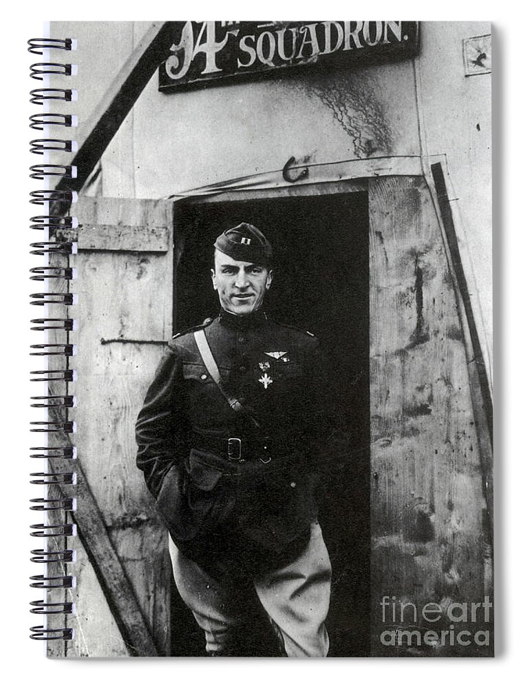 Aviation Spiral Notebook featuring the photograph Eddie Rickenbacker, Wwi American Flying #1 by Science Source