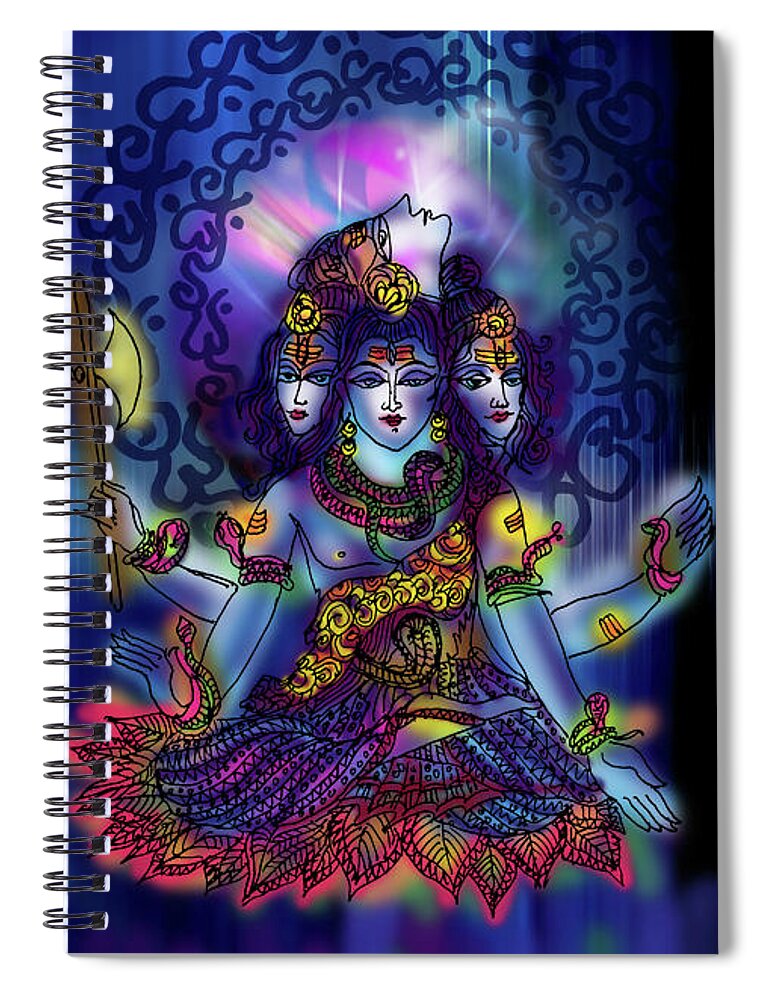 Universe Spiral Notebook featuring the painting Enlightened Shiva by Guruji Aruneshvar Paris Art Curator Katrin Suter