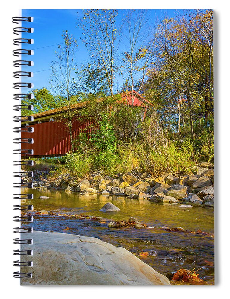 America Spiral Notebook featuring the photograph Everett Covered Bridge #1 by Jack R Perry
