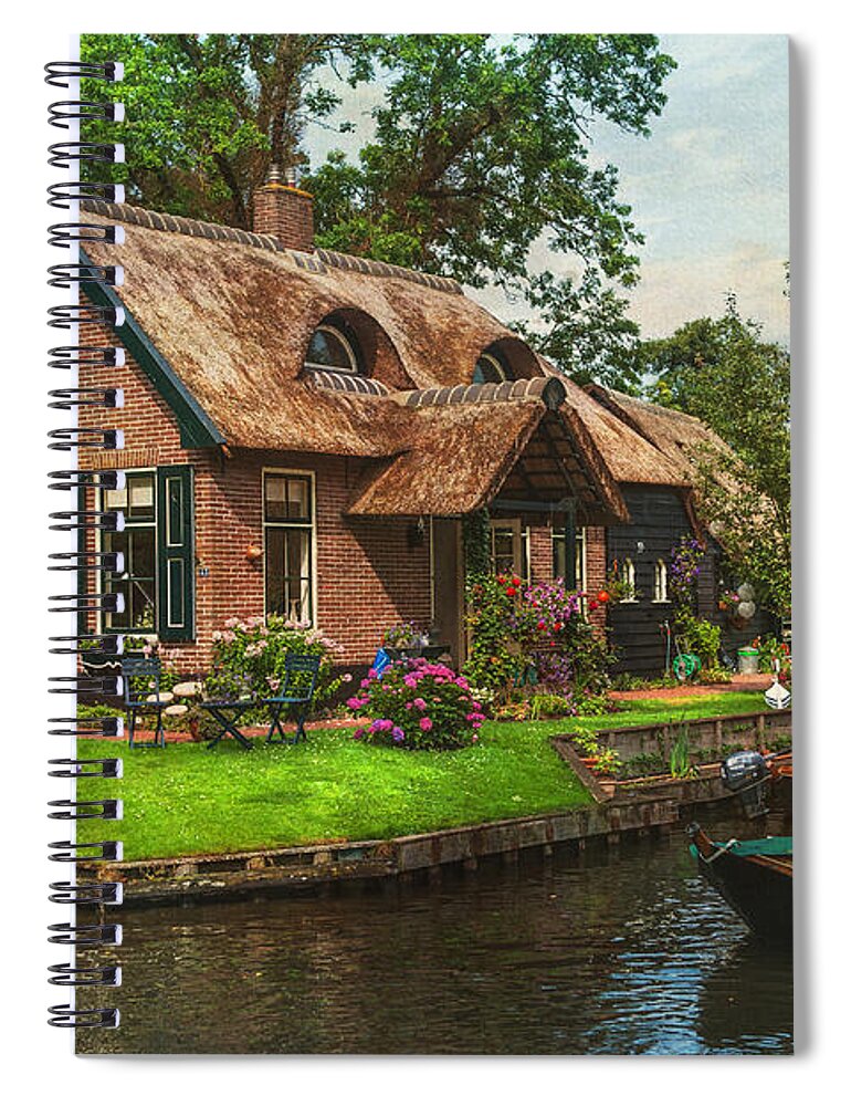 Netherlands Spiral Notebook featuring the photograph Fairytale House. Giethoorn. Venice of the North by Jenny Rainbow