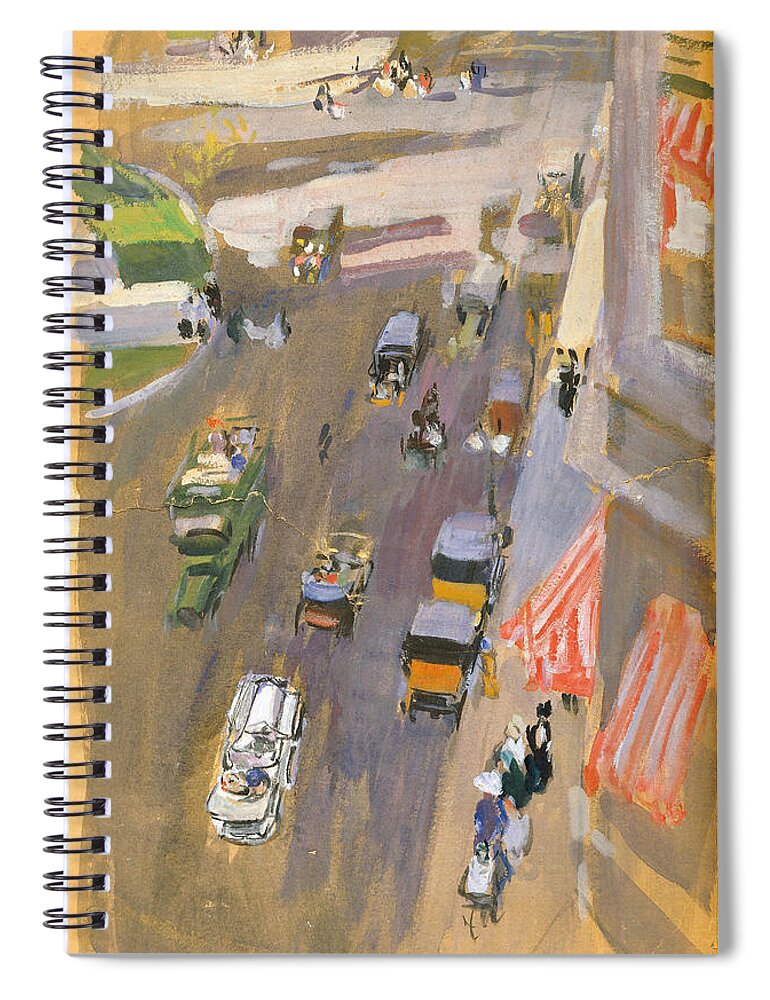 Joaquin Sorolla Y Bastida Spiral Notebook featuring the painting Fifth Avenue New York #2 by Joaquin Sorolla y Bastida