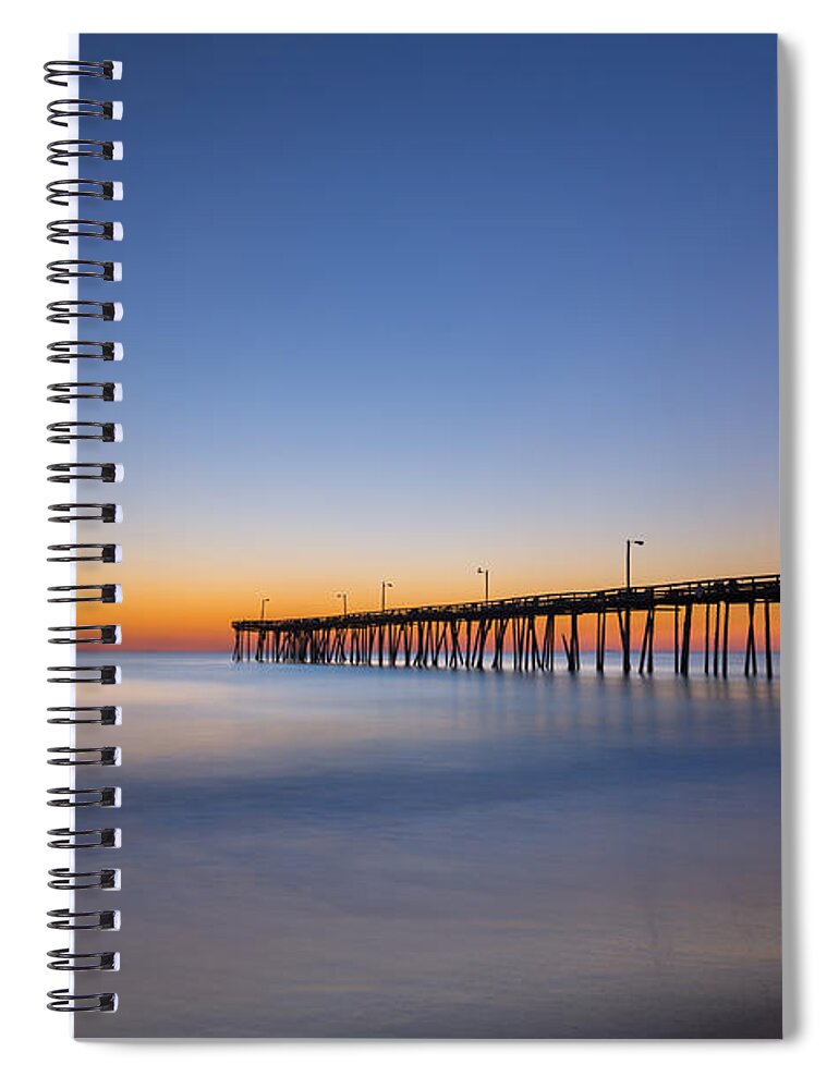 Nags Head Fishing Pier Spiral Notebook featuring the photograph Fishing Pier Sunrise #1 by Michael Ver Sprill