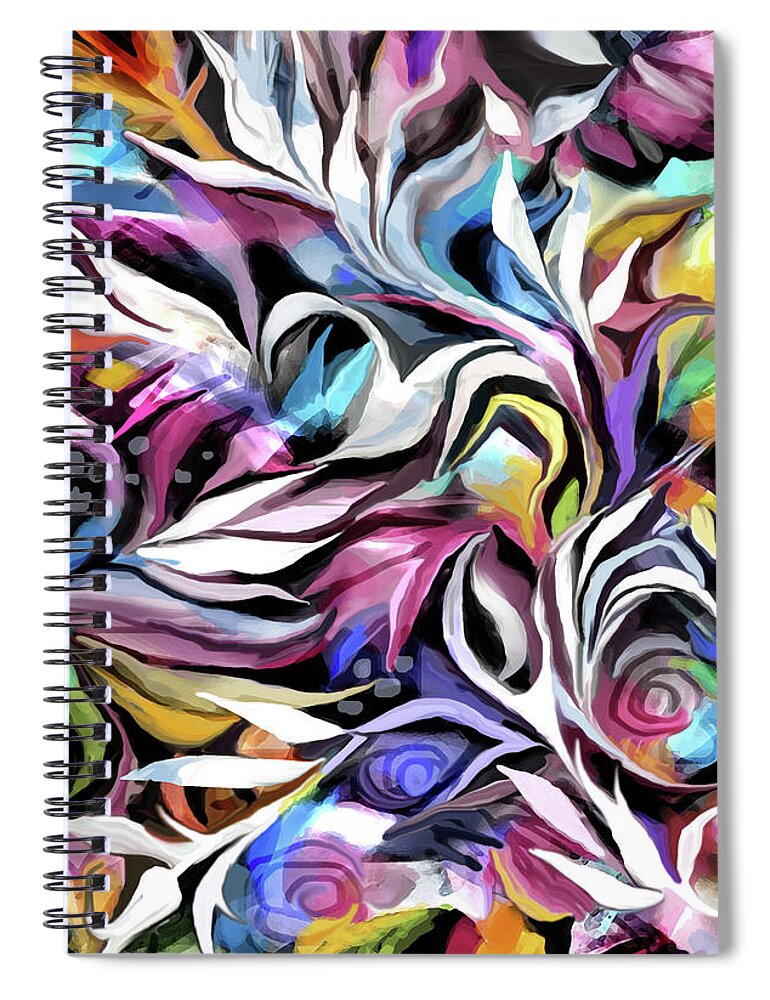 Garden Abstract Spiral Notebook featuring the painting Pattern - Flourish by Jean Batzell Fitzgerald