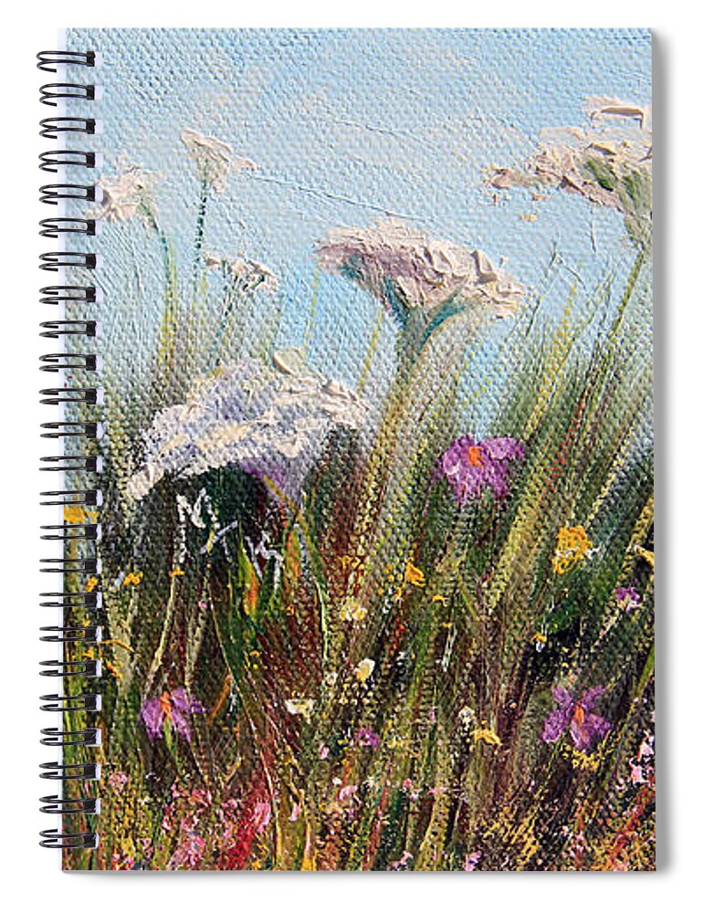 Landscape Spiral Notebook featuring the painting Flower Dance #2 by Meaghan Troup