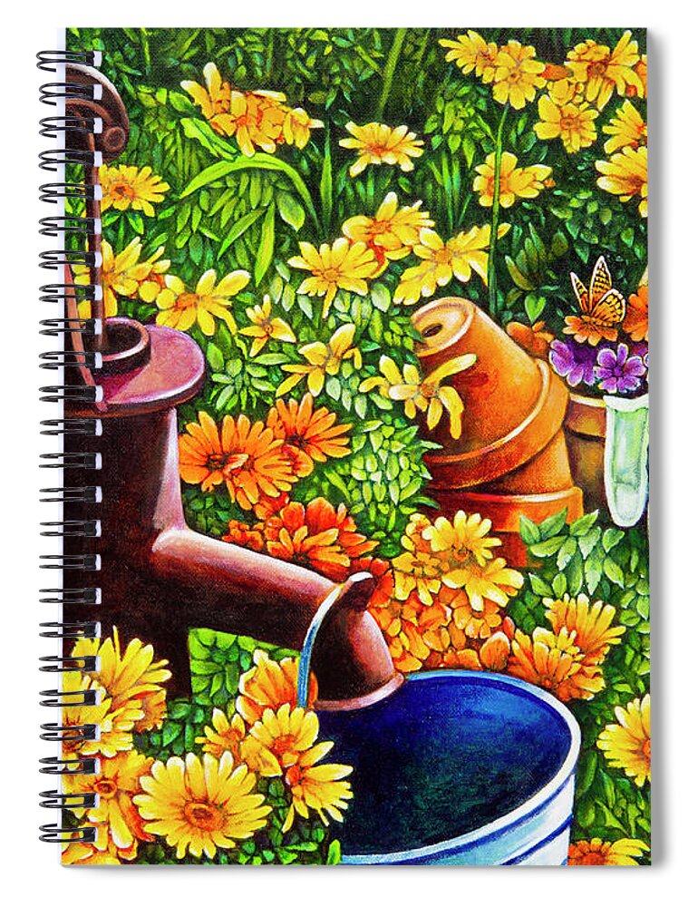 Flower Garden Spiral Notebook featuring the painting Flower Garden 13 #1 by Michael Frank