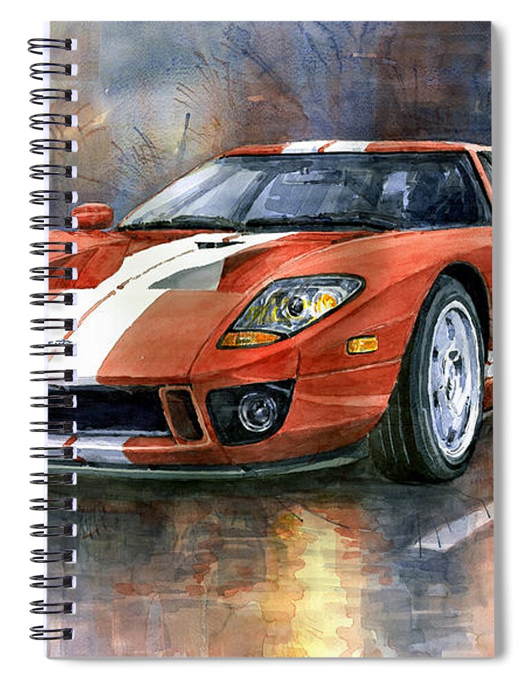 Watercolor Spiral Notebook featuring the painting Ford GT 40 2006 by Yuriy Shevchuk