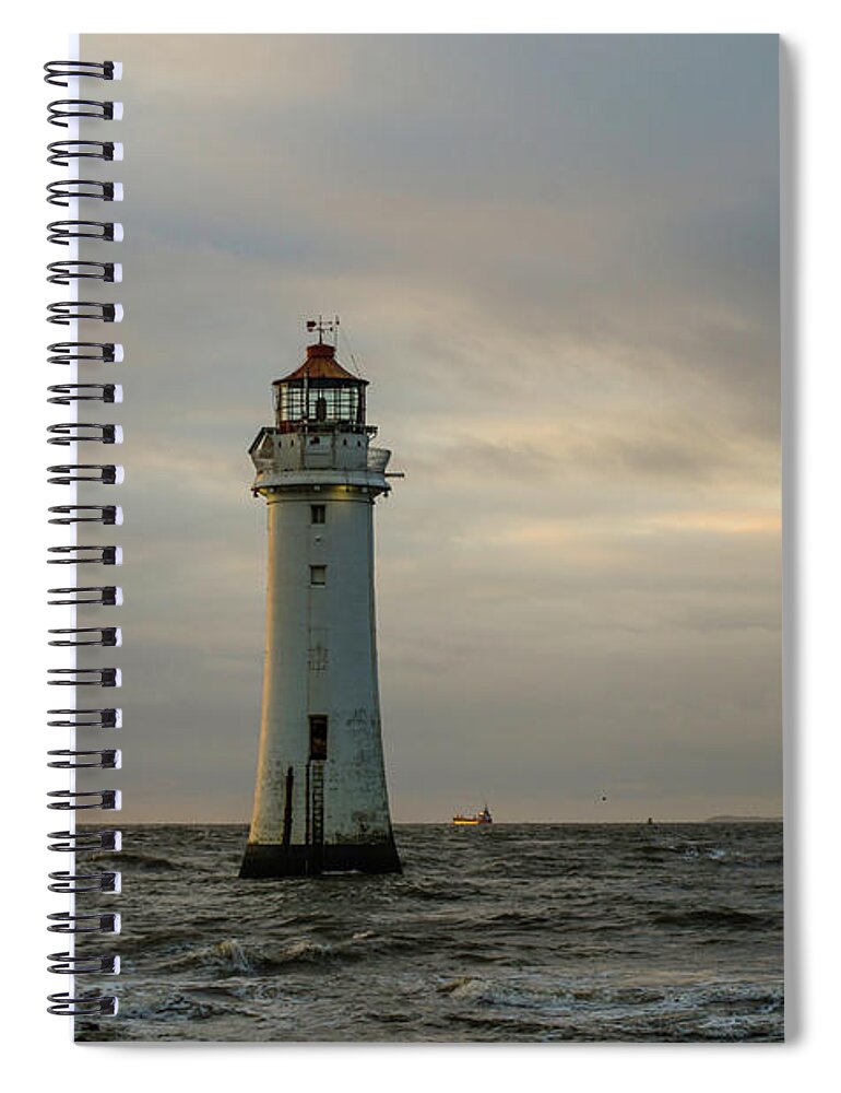 Beach Spiral Notebook featuring the photograph Fort Perch Lighthouse Sunset #1 by Spikey Mouse Photography