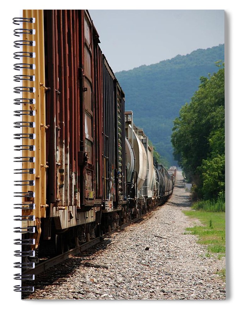Train Spiral Notebook featuring the photograph Freight Train by Kenny Glover