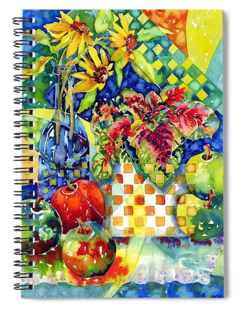 Segmented Spiral Notebook featuring the painting Fruit and Coleus #1 by Ann Nicholson