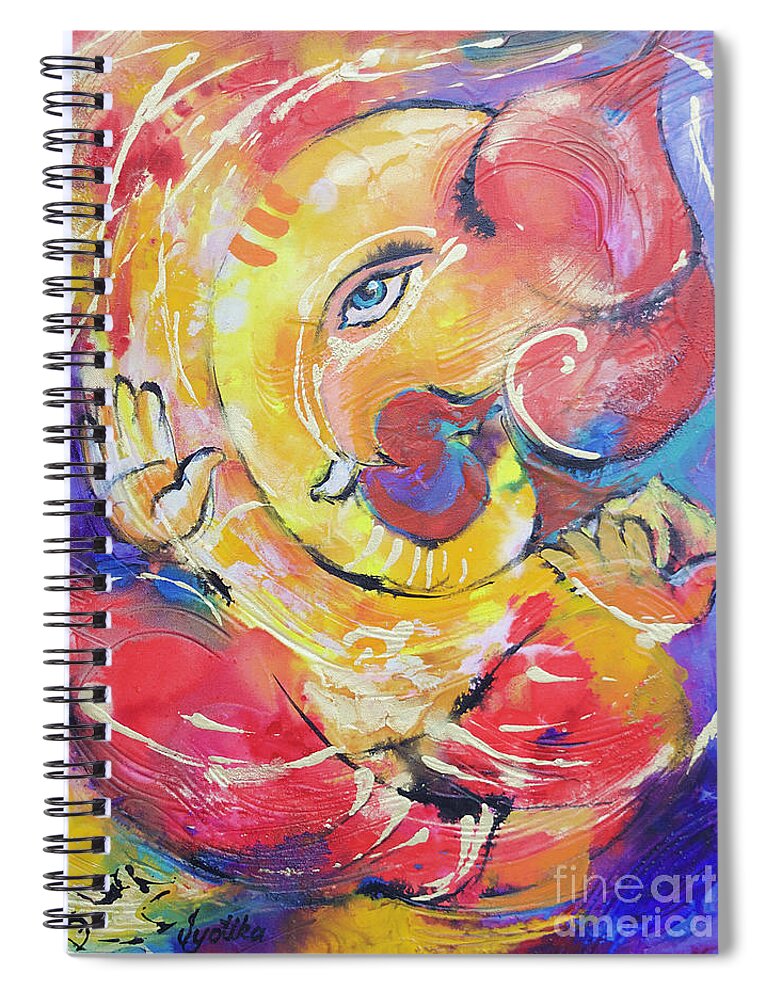 Lord Ganesha Spiral Notebook featuring the painting Ganesh #2 by Jyotika Shroff