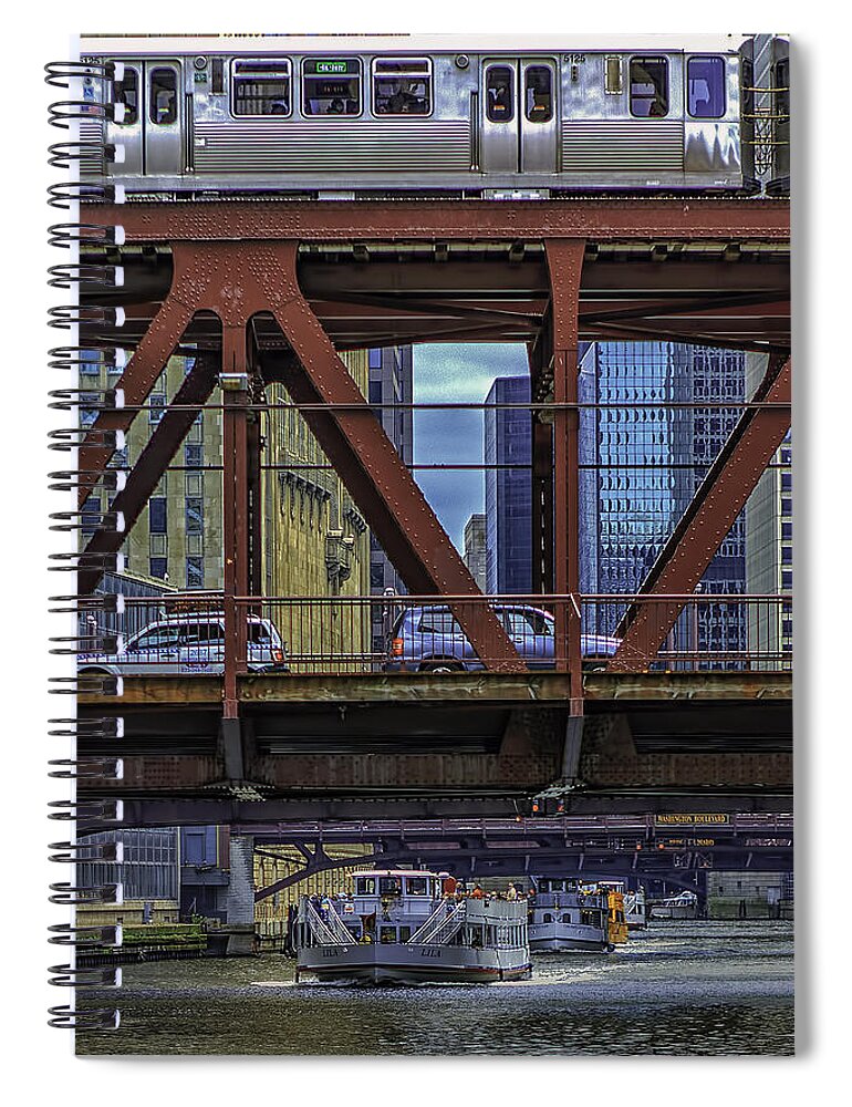 Architecture Spiral Notebook featuring the photograph Getting Around Chicago #1 by Don Hoekwater Photography