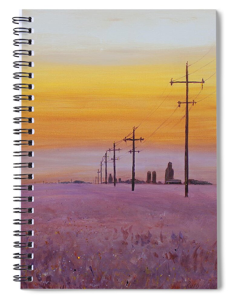 Prairie Spiral Notebook featuring the painting Glow #2 by Ruth Kamenev
