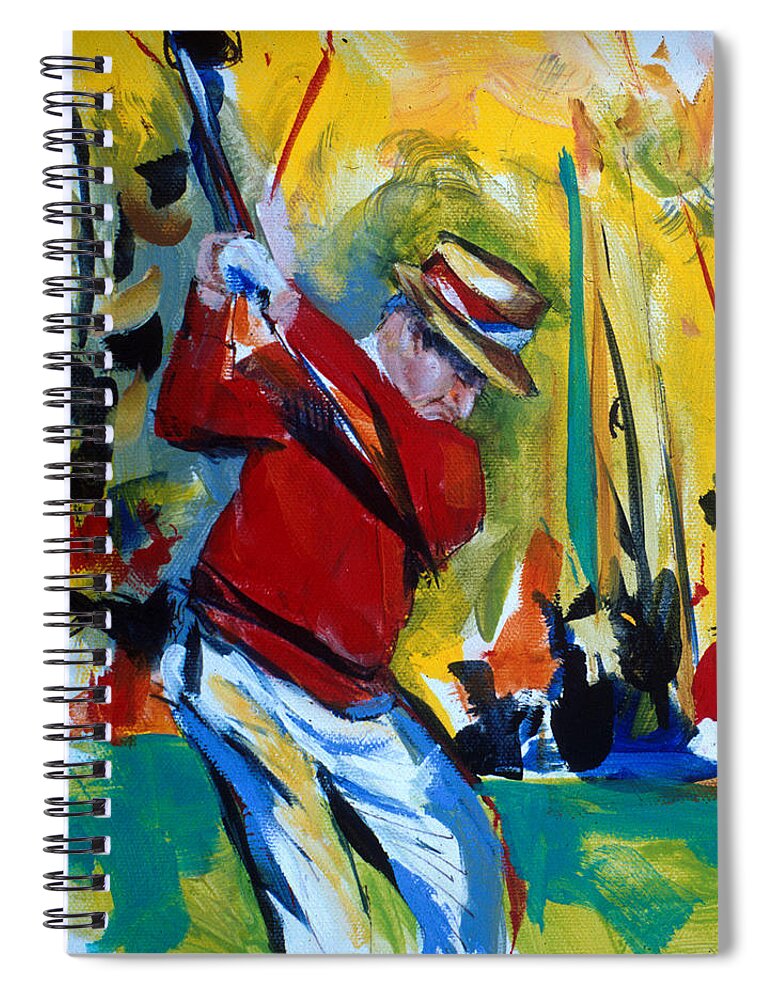 Golf Spiral Notebook featuring the painting Golf Red #1 by John Gholson
