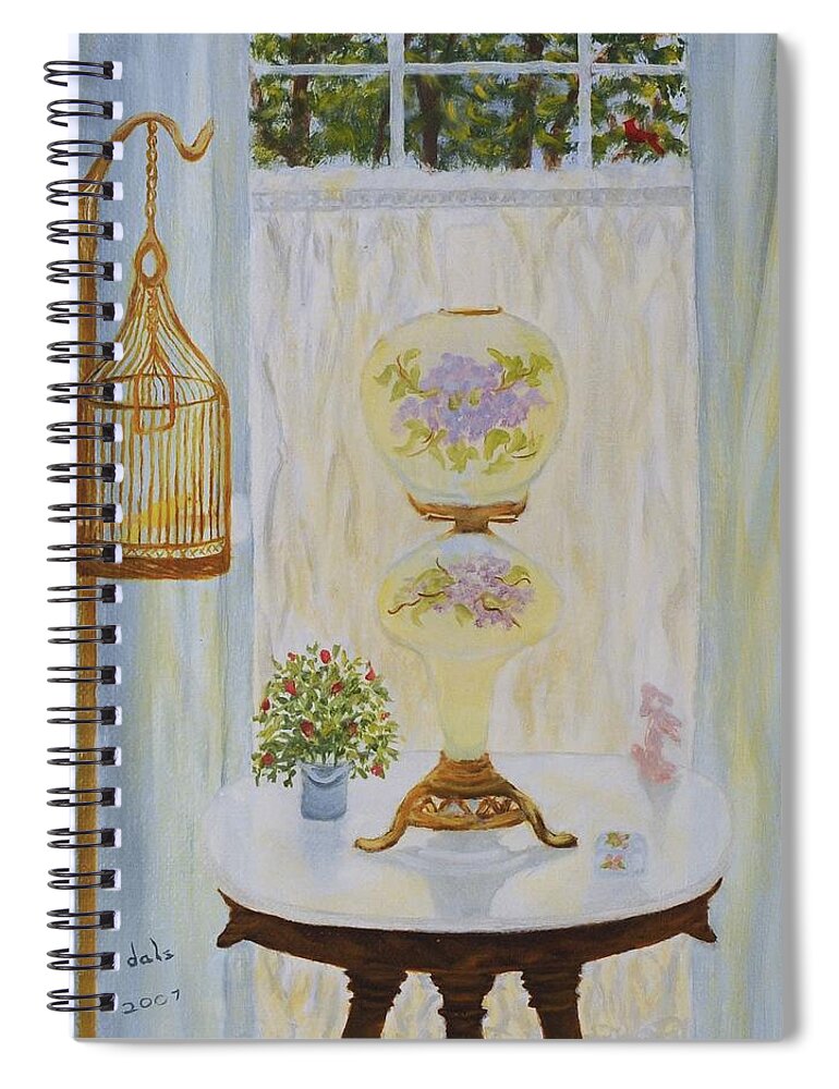  Antiques Spiral Notebook featuring the painting Gone With the Wind Lamp by Douglas Ann Slusher