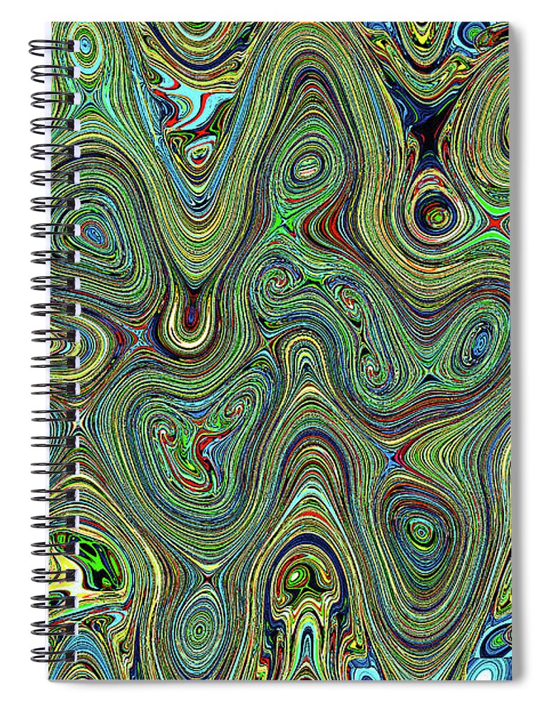 Green Thing Abstract Spiral Notebook featuring the digital art Green Thing Abstract #1 by Tom Janca