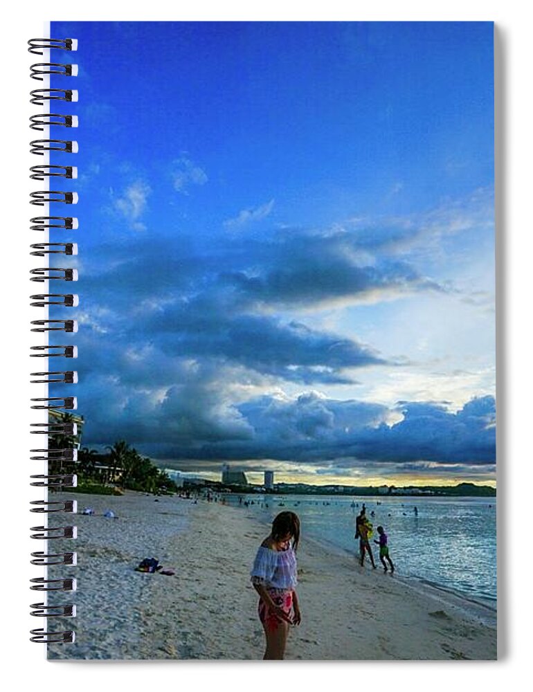 Usa Spiral Notebook featuring the photograph Guam Tumon Beach Sun Set #1 by Street Fashion News